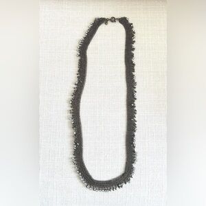 J Crew necklace long, mesh metal w/ crystals at edge.  Stunning, cool, stylish.